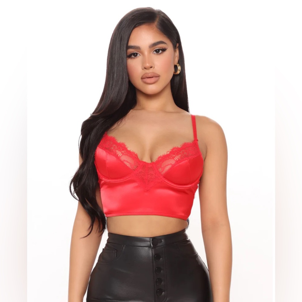 Fashion Nova Red Intimate Setting Lacey Crop Top
